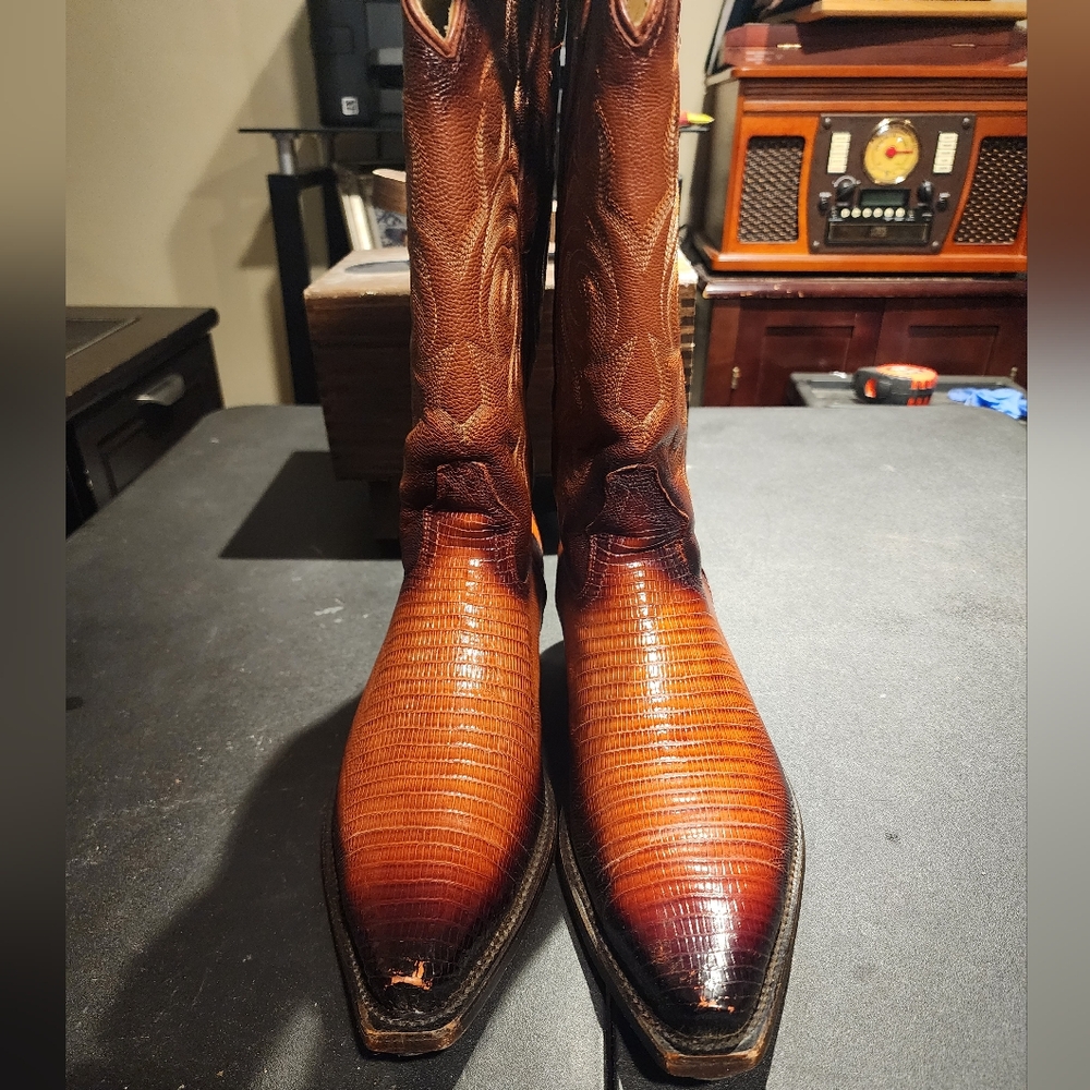 Men's Los Altos Brown Cowboy Western Boots with Genuine Snake Skin